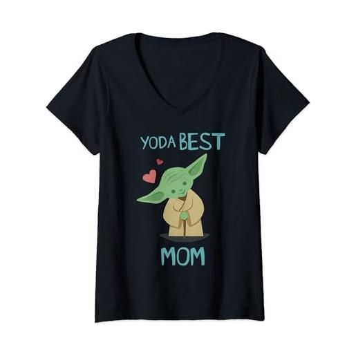 Star Wars donna Star Wars la festa della mamma yoda best mom maglietta con collo a v