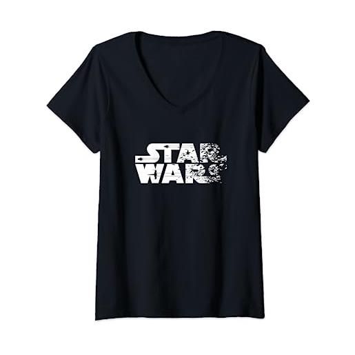 Star Wars ship shattered logo white maglietta con collo a v