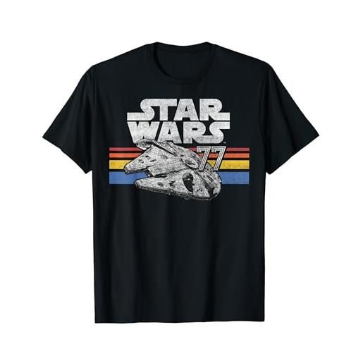 Star Wars millennium falcon 77 retro lines logo maglietta