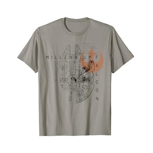 Star Wars millennium falcon schematic maglietta