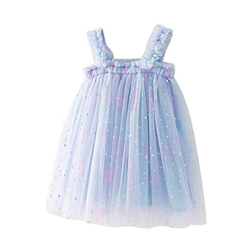 Coo2Sot abiti da bambina senza maniche in tulle a con bretelle in tulle da principessa vestito principessa bambina (blue, 5-6 years)