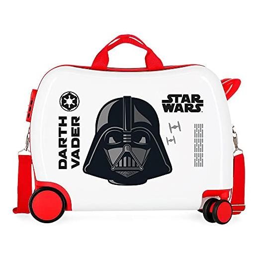Star Wars darth vader - valigia per bambini, bianca, 50 x 38 x 20 cm, rigida abs, chiusura a combinazione laterale, 34 l, 1,8 kg, 4 ruote, bagaglio a mano