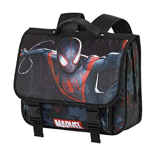 Marvel spiderman miles-zaino cartable 2.0, nero, 38 x 30 cm, capacità 13.5 l