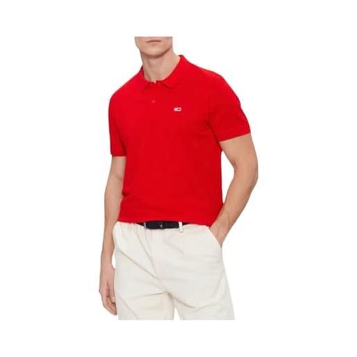 Tommy Jeans maglietta polo maniche corte uomo slim fit, rosso (deep crimson), m
