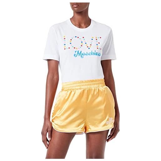 Love Moschino logo in jersey di cotone con borchie rotonde t-shirt, bianco, 52 donna