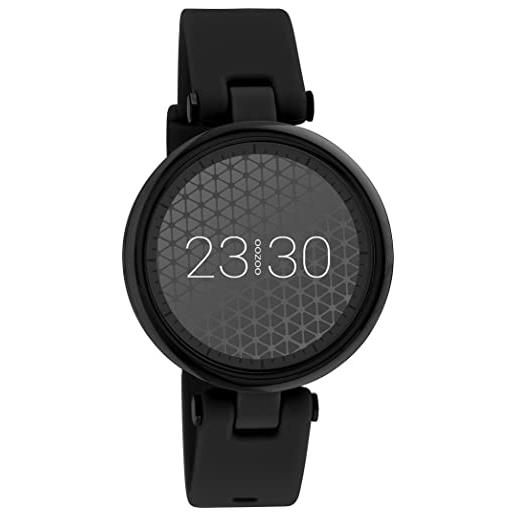 Oozoo q4, smartwatch unisex, 39 mm, con cinturino in silicone da 16 mm, per uomo e donna, orologio fitness con contapassi, orologio sportivo per ios e android, nero/nero, cinghia
