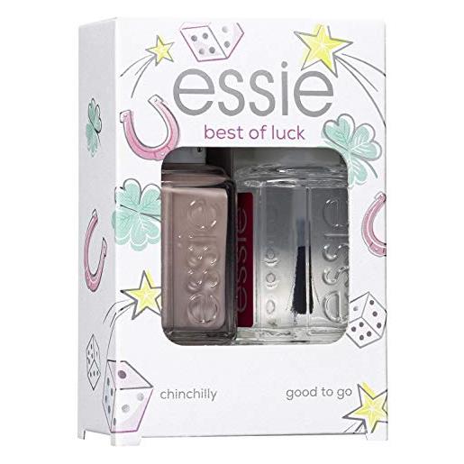 Essie smalto Essie base e manicure, kit colore + gel fissante, chinchilly e good to go, confezione da 2