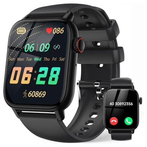 LLKBOHA smartwatch-uomo-con-chiamate-bluetooth - 1.85 orologio smart watch con ip68 impermeabile, notifica, 100+ sportive, cardiofrequenzimetro, spo2, monitoraggio del sonno, per android ios