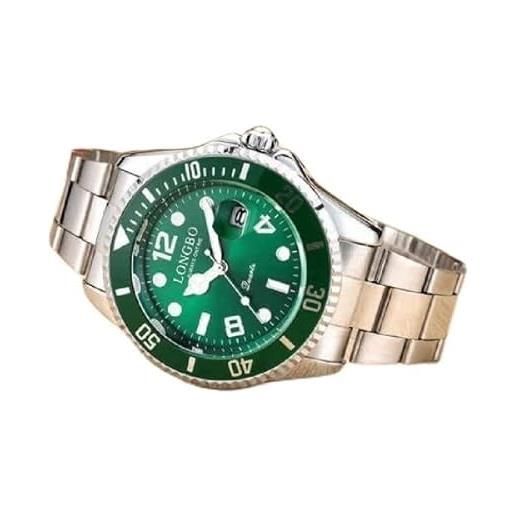 OISE ART STORE trade shop - orologio polso longbo 80430g uomo quarzo data impermeabile elegante silver verde -