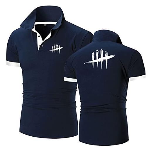 KHUYTRP polo da uomo t-shirt da golf per dead-daylight stampa casual manica corta t-shirt unisex felpe ragazzi-dark blue||l