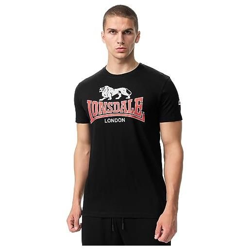 Lonsdale cromane t-shirt, nero/rosso/grigio, xl uomo