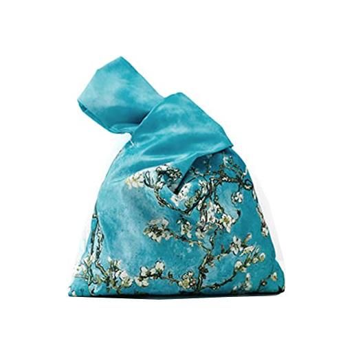 Maya Star borsa da polso impermeabile con motivo kimono giapponese, borsa da polso, borsa a nodo a portafoglio, borsa portatile per le donne (fiore di apricot)