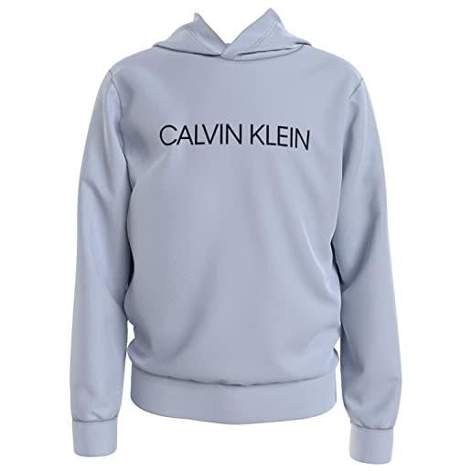 Calvin Klein jeans felpa unisex institutional con cappuccio, grigio (light grey heather), 14 anni