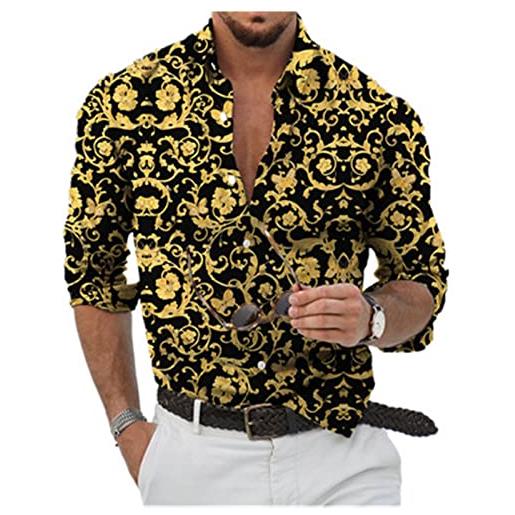 ADITIRCP camicia barocca di lusso casual da uomo camicie a maniche lunghe stampate con catena di tendenza camicetta con risvolto abbottonato slim fit