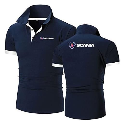JUSHUFA polo da uomo t-shirt da golf per scania stampa t-shirt unisex a maniche corte t-shirt polo da rugby t-shirt sportive casual adolescenti-dark blue-6||l
