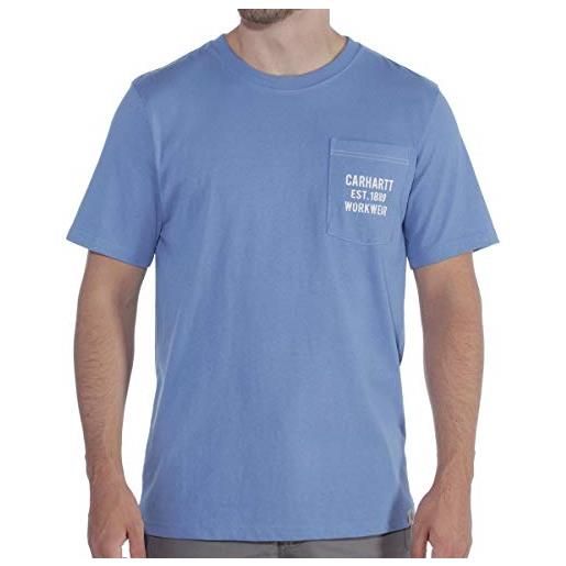 Carhartt t-shirt con taschino con grafica workwear uomo, blu (blu francese), m