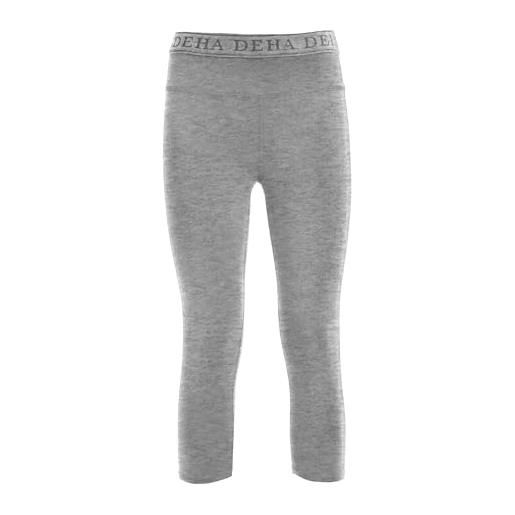 Deha - leggings jersey stretch 3/4 leggings in cotone, grigio melange (l)