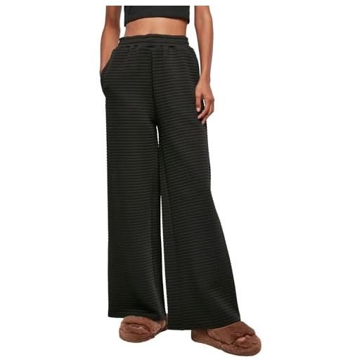 Urban Classics ladies quilte wide leg sweat pants, pantaloni, donna, nero (black), xxl