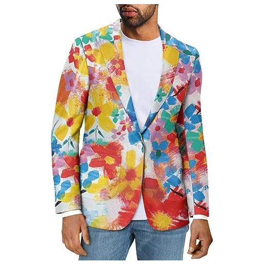 SMBHIAON blazer moda 5xl per uomo, risvolto jacquard colorato con tasca giacca blazer abito slim fit di alta qualità, giacche da completo business a un bottone primaverile e autunnale, colorato, s