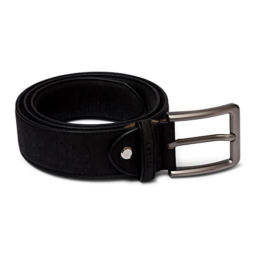Assisi Style - cintura vegana nera da uomo | cintura in pelle sintetica sughero larga 38 mm | cinture in pelle vegana da uomo, nero , 42-44 waist