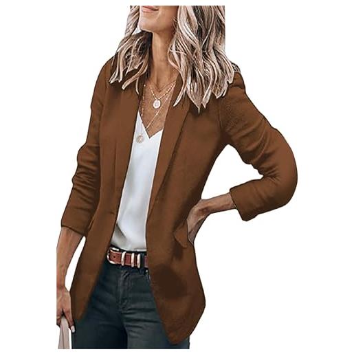 PUDANA donne singolo bottone business blazer vacanza sciolto cardigan giacche due tasche primavera estate vestito giacche marrone xl