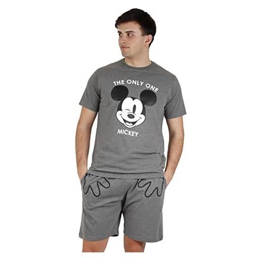 Disney pigiama a maniche corte topolino da uomo, grigio diaspro, xl