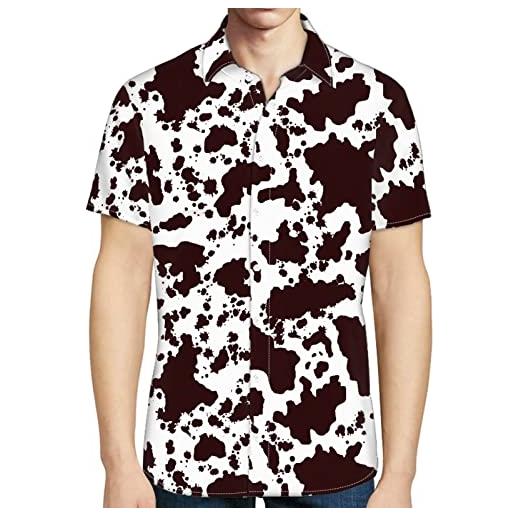 Dolyues camicie da uomo slim fit camicia estate casual t shirt per uomo teen boy, taglia s-4xl, mucca marrone. , 3xl