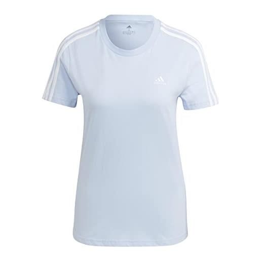 adidas essentials slim 3-stripes tee t-shirt (manica corta), blu dawn/bianco, m women's