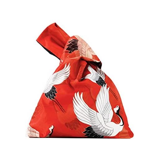Maya Star borsa da polso impermeabile alla moda con motivo kimono giapponese, borsa tote con nodo borsa portatile da donna (gru rossa), multicolore, m