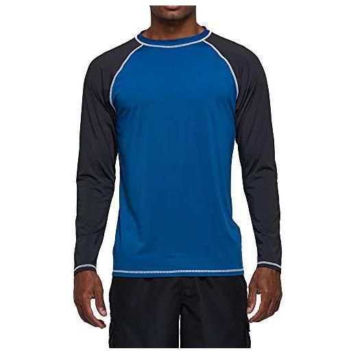 FREDRM men's long sleeve rash guard swim shirts upf 50+ sun protection spf uv t-shirts for fishing hiking running surfing (blue-grey, s)