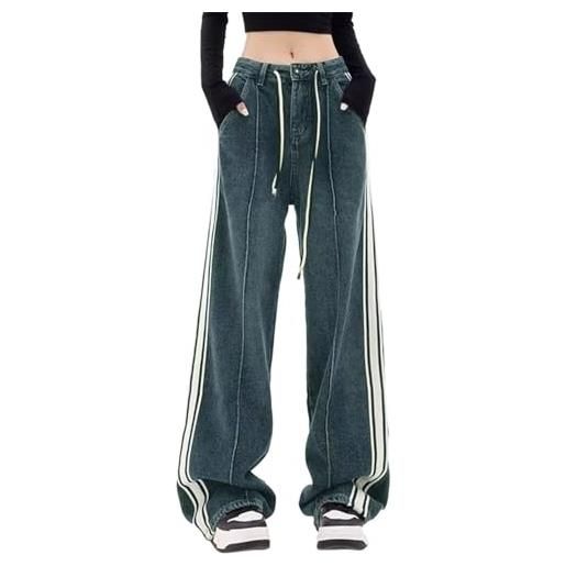 Generic jeans da donna baggy y2k boyfriend jeans a vita bassa, hip hop, dritto, vintage, in denim, gamba larga, pantaloni larghi, grigio-w, m