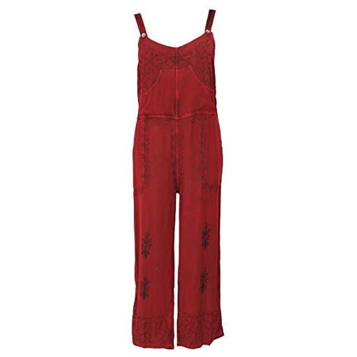 GURU SHOP guru-shop, salopette, pantaloni boho, tuta ricamata, rosso, sintetico, dimensione indumenti: 38, pantaloni lunghi