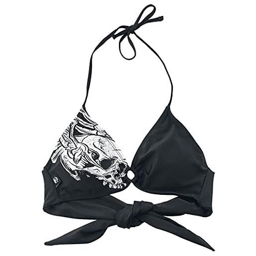 Rock Rebel by EMP donna top bikini nero a triangolo con stampa teschio s