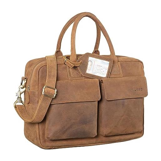 STILORD 'carlo' borsa da ufficio in vera pelle portadocumenti vintage valigetta 24 ore ventiquattrore borsa lavoro cuoio uomo donna, colore: tan marrone - scuro