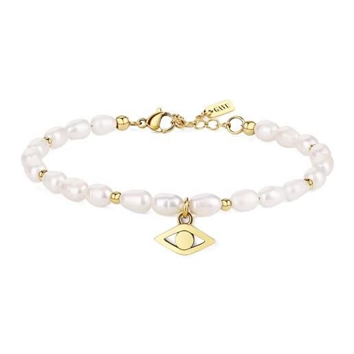 TreasureBay Bracciale Di Perle D'Acqua Dolce 7-8mm A Forma Di Riso - Lunghezza 19 Cm, Con Chiusura In Argento, In Scatola Regalo - 2