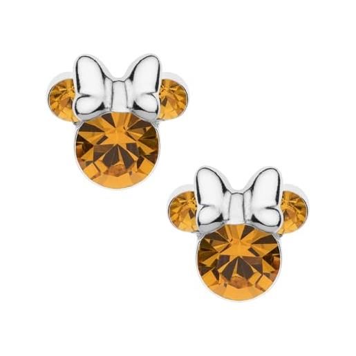Disney orecchini minnie mouse a bottone con pietra portafortuna Disney da donna in argento, gioielli Disney, impreziosito da zirconia