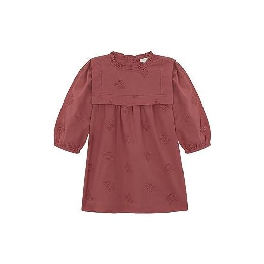Gocco abito in tessuto ricamato vestito, corallo scuro, 4-5 anni bambina