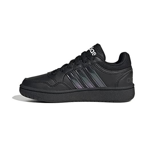 Adidas hoops 3.0 k, sneaker, core black/core black/ftwr white, 40 eu