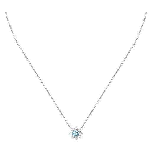 Morellato saiw184 - collana da donna in argento 925% riciclato, zirconi, collezione tesori, argento, blu chiaro, gioielli