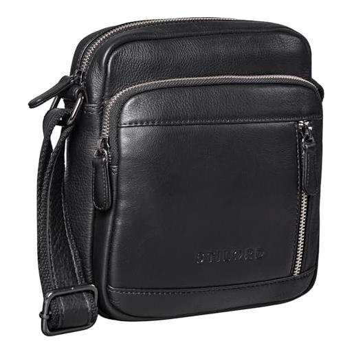 STILORD 'trae' borsa a tracolla pelle piccola pochette a mano uomo vintage elegante borsello maschile per tablet crossbody bag cuoio genuino, colore: nero