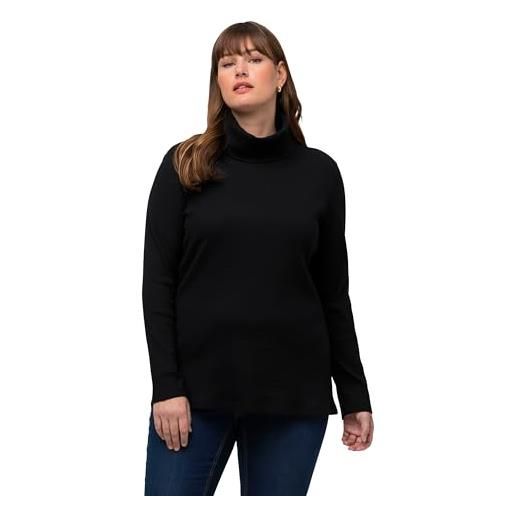Ulla popken maglia, vestibilità classica, collo alto, maniche lunghe t-shirt, nero, 68-70 donna