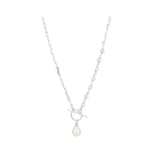 Vanbelle gioielli in argento sterling collana con ciondolo a levetta con perla d'acqua dolce con placcatura in rodio per donne e ragazze