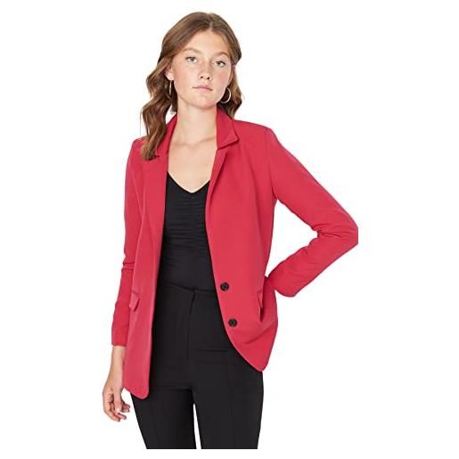 Trendyol blazer regolare con colletto a risvolto cappotto, rosso, 70 donna