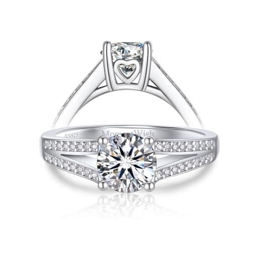 MomentWish inciso anelli di fidanzamento, regalo di san valentino, anello di promessa moissanite 1carat per lei, anelli in argento sterling 925 per le donne size-58(18.5)