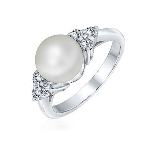 Bling Jewelry personalizzare festa nuziale cz pietre laterali bianco solitario d'acqua dolce perla coltivata anello di fidanzamento cocktail per le donne. 925 sterling silver personalizzabile