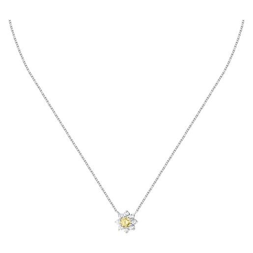 Morellato saiw184 - collana da donna in argento 925% riciclato, zirconi, collezione tesori, bianco, oro giallo, gioielli