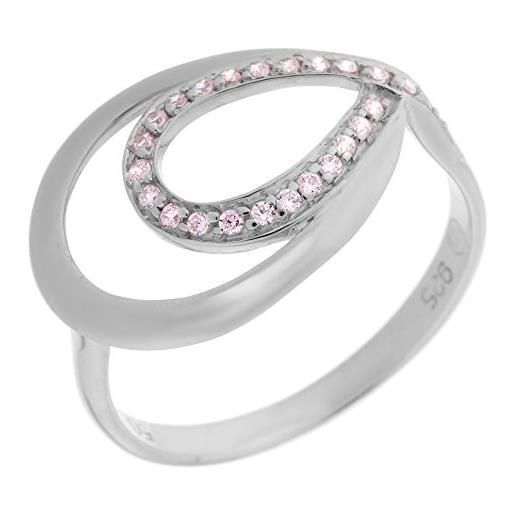 Orphelia dreambase-anello in argento 925 rodiato con zirconi rosa brillante (18,5) - taglia 58 zr-7092/58