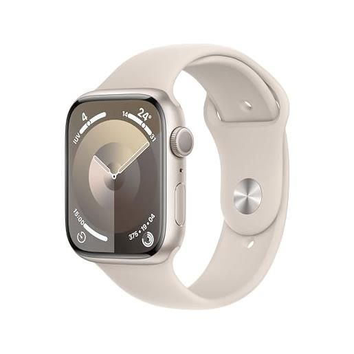 Apple watch series 9 gps 45mm smartwatch con cassa in alluminio color galassia e cinturino sport galassia - m/l. Fitness tracker, app livelli o₂, display retina always-on, resistente all'acqua