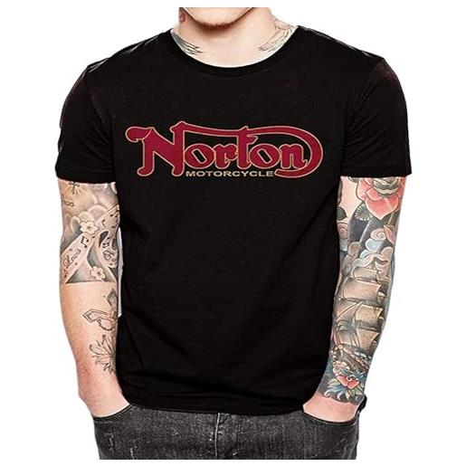 RUIZE norton motorcycles - maglietta vintage da uomo con stampa, a maniche corte, colore: nero, nero , xl