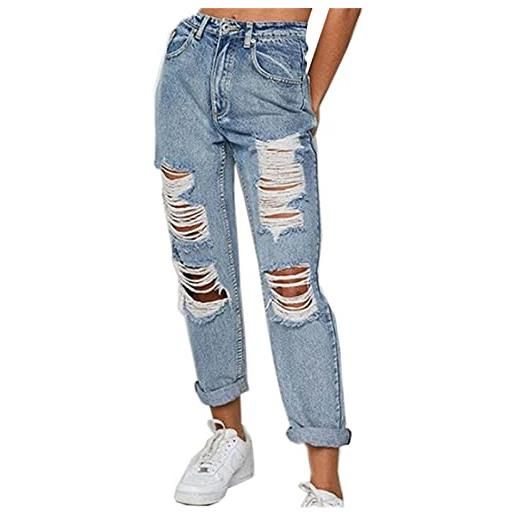 tinbarry jeans da donna jeans elasticizzati jeans a vita alta pantaloni in denim strappati alla caviglia jeans a tubo skinny slim fit jeans skinny elasticizzati leggings casual